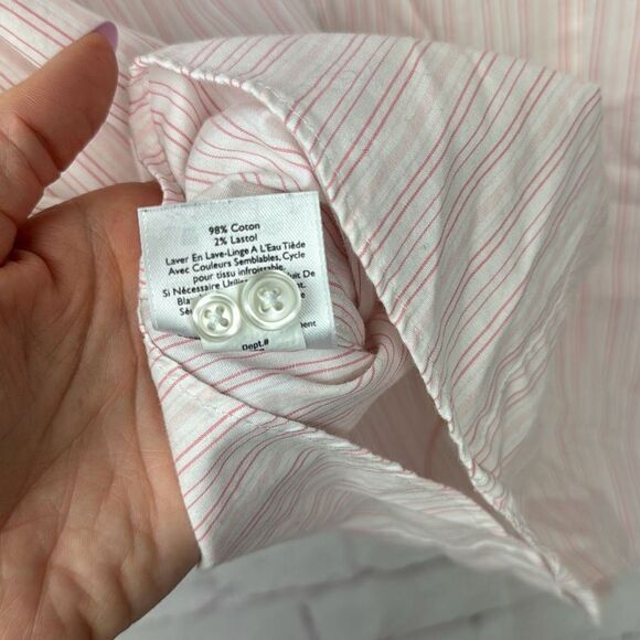 Eddie Bauer Shirt Womens Large Button Up Striped Stretch Wrinkle Resistant Pink - Picture 4 of 8